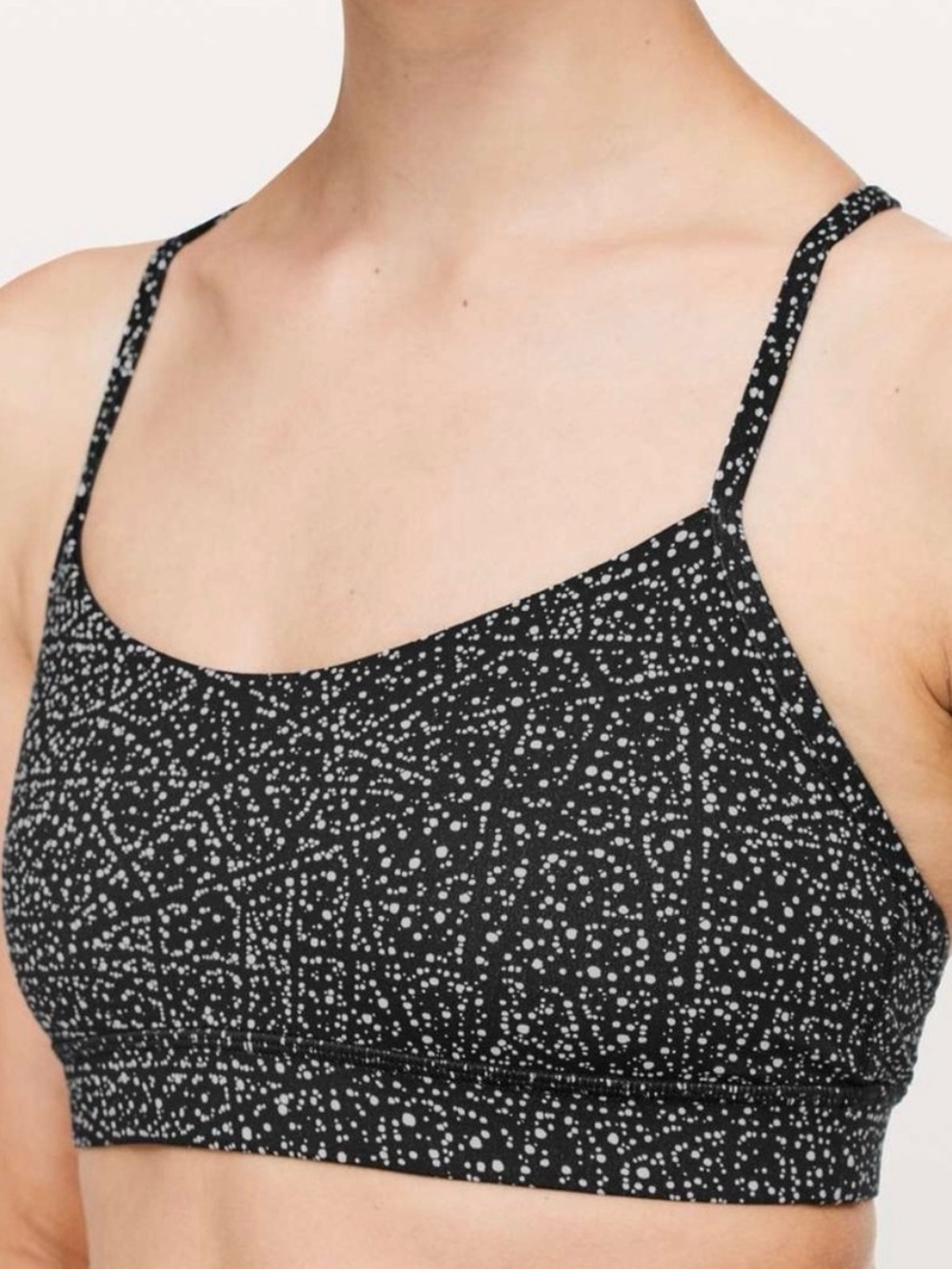 Lululemon Flow Y Bra Night View White Black Print Size 4 Yoga Sports Bra